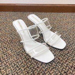 Zara Trafaluc White & Clear Two Strap Low Heeled Sandals